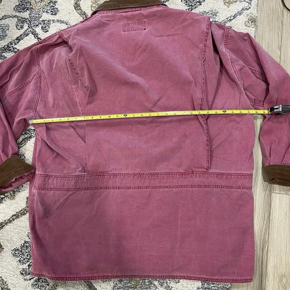 VTG Eddie Bauer Barn‎ Chore Work Coat Jacket Size 2XL XXL Red Sun Faded Corduroy